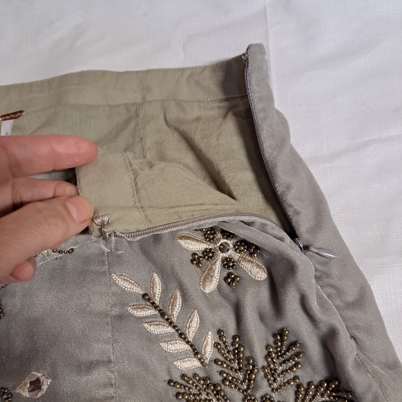 Free People Bright Lights Grey Velvet Beaded Mini Skirt - Picture 3 of 11